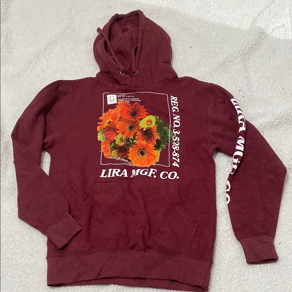 Maroon Hoodie with Floral Print